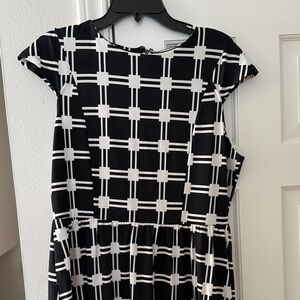 Kersh Black and White Geometric Dress
